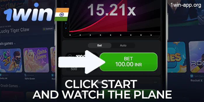 Click start and watch the plane take off! Cash-out before it crashes to win on the Aviator game in 1Win app