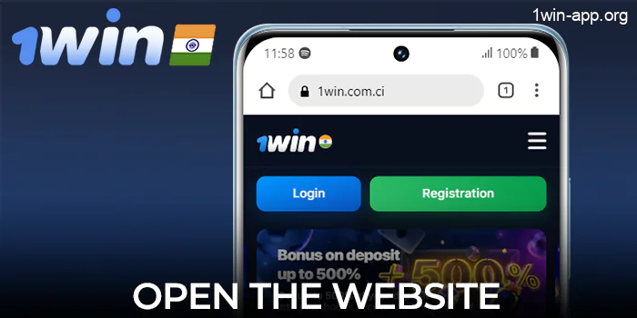 Visit the official 1Win website on your Android device
