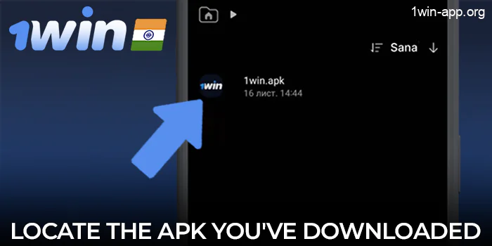 Find the 1Win application in the Downloads folder