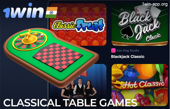 Classic table games in the Casino section of the 1Win app