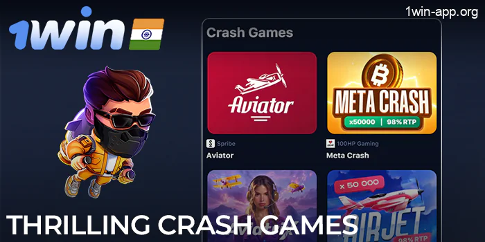 Crash games in the Casino section of the 1Win app