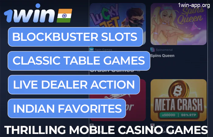 Mobile casino games on the 1Win app