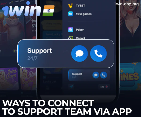 Ways to use the 1 Win app to contact the support team