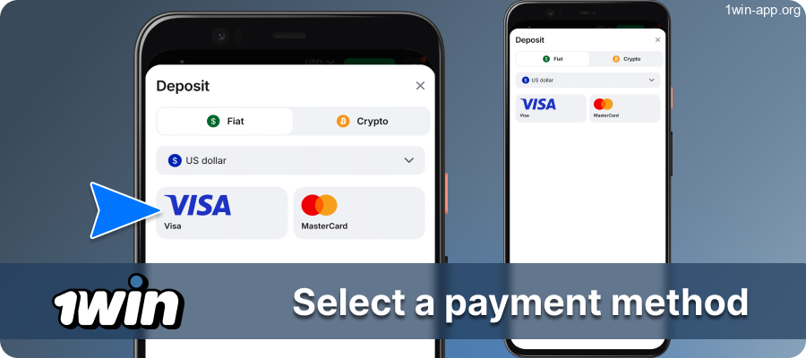 Select a Deposit Method in the 1Win App