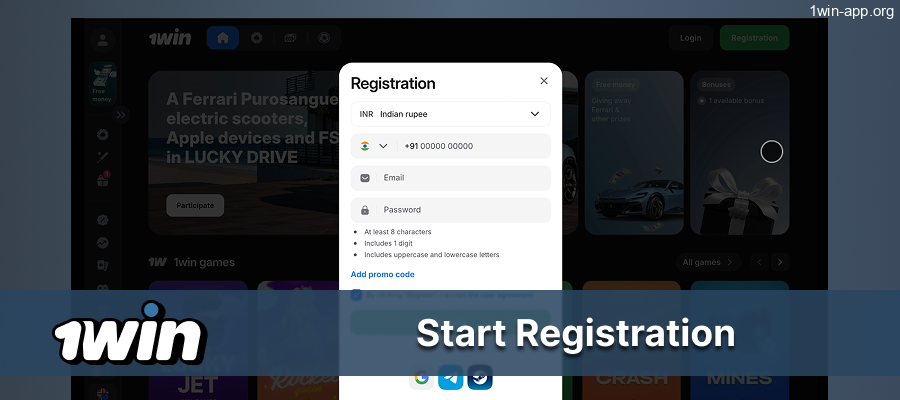 Fast 1win registration with your phone