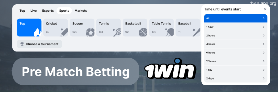 1win: Best Pre-Match Cricket markets